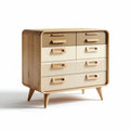 Commode en bois de hêtre 80 x 40 x 90 cm avec six tiroirs beige et crème
