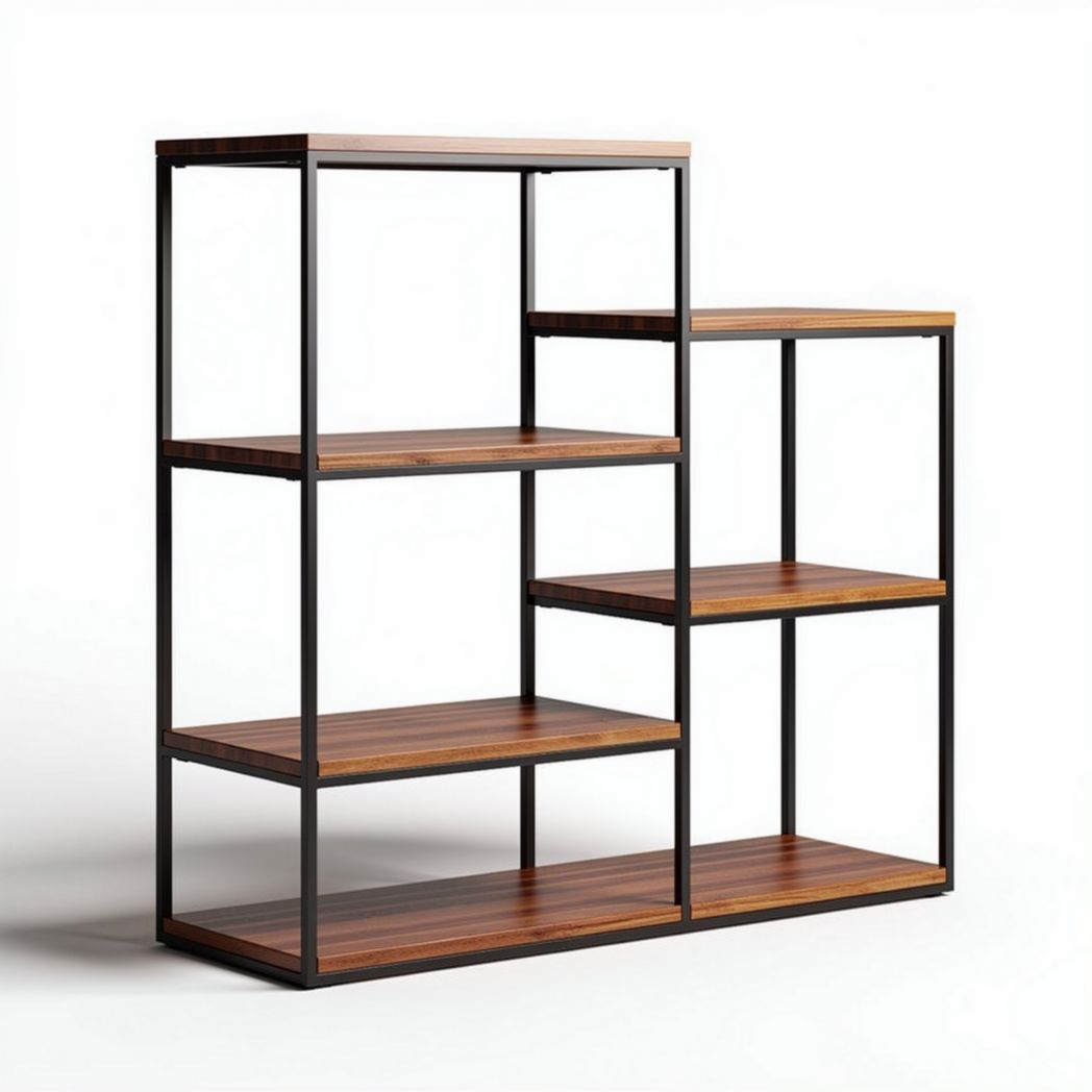 Étagères en métal et bois de style moderne 80 x 30 x 160cm pour rangement professionnel et déco intérieure