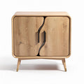Meuble de rangement en bois clair 60 x 40 x 80cm avec portes ondulées