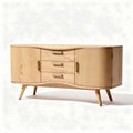 Buffet en bois naturel avec trois tiroirs et une porte latérale 150 x 40 x 75cm