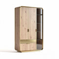 Armoire en bois avec finition dorée et verre 80 x 40 x 180cm