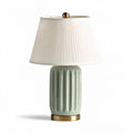 Lampe de table en céramique verte avec abat-jour en tissu blanc 25 x 25 x 45cm