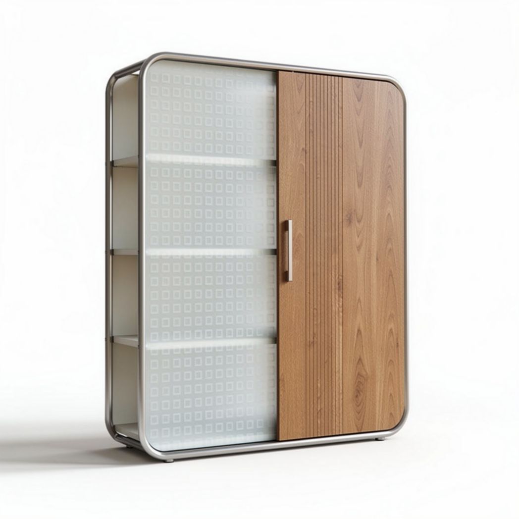 Buffet en bois avec portes coulissantes dimensions 90 x 30 x 120cm finition moderne et design minimaliste