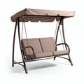 Banc suspendu en métal avec auvent en tissu beige pour jardin 200 x 120 x 180cm