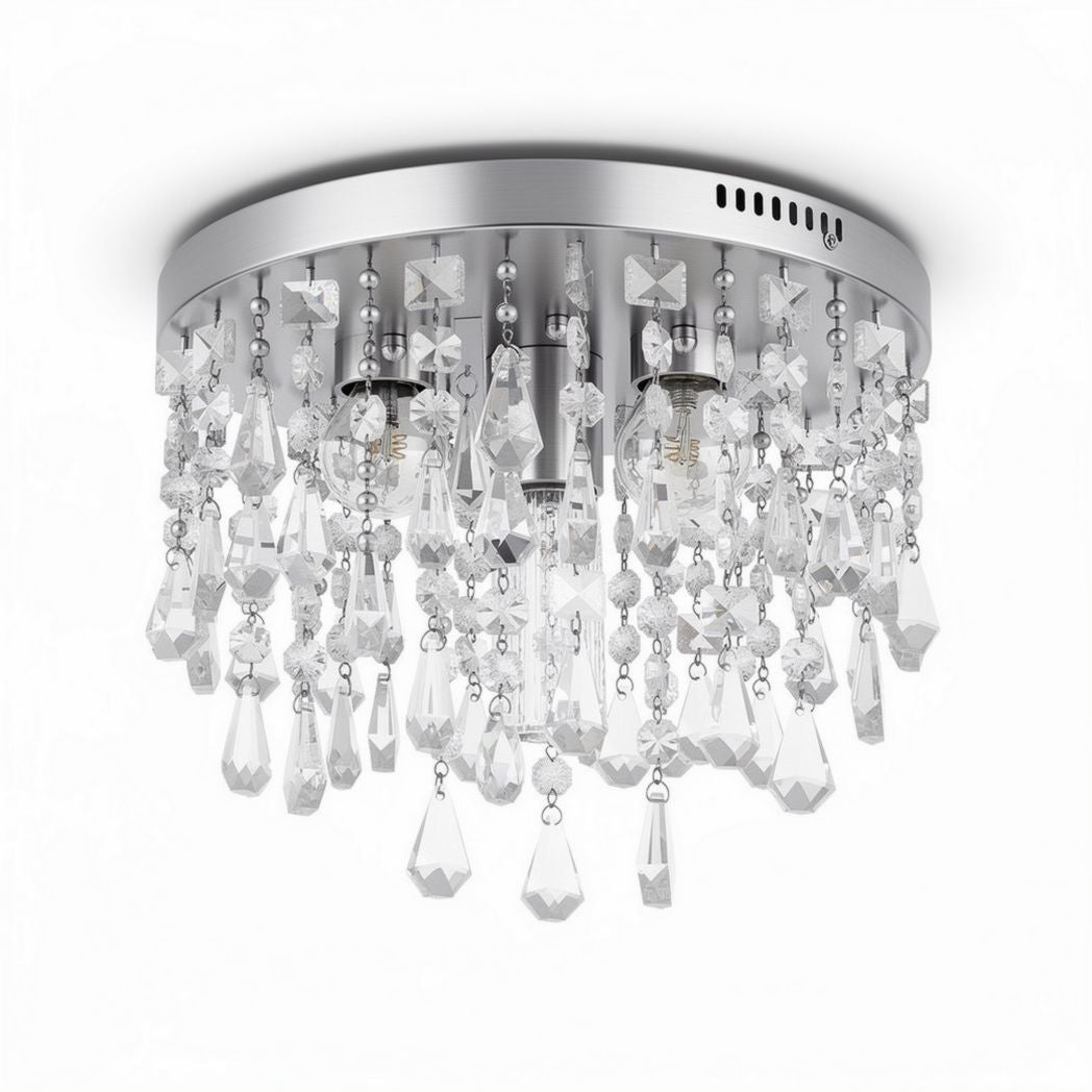 Plafonnier en cristal transparent de 30 x 30 x 10 cm pour décoration intérieure
