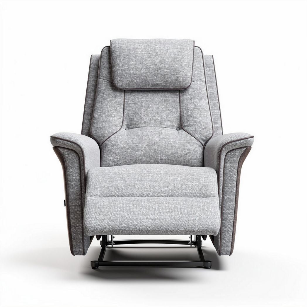 Fauteuil inclinable en tissu gris avec repose-pieds intégré dimensions 85 x 80 x 100cm