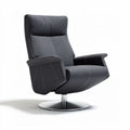 Fauteuil pivotant en tissu gris avec base en métal et dimensions 80 x 80 x 100cm