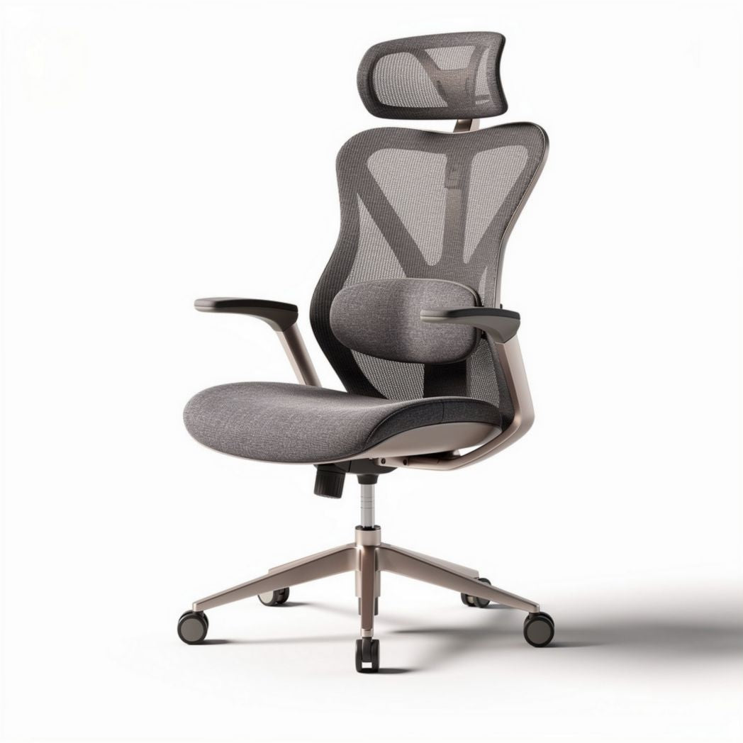 Chaise de bureau ergonomique en maille grise dimensions 50 x 50 x 120 cm